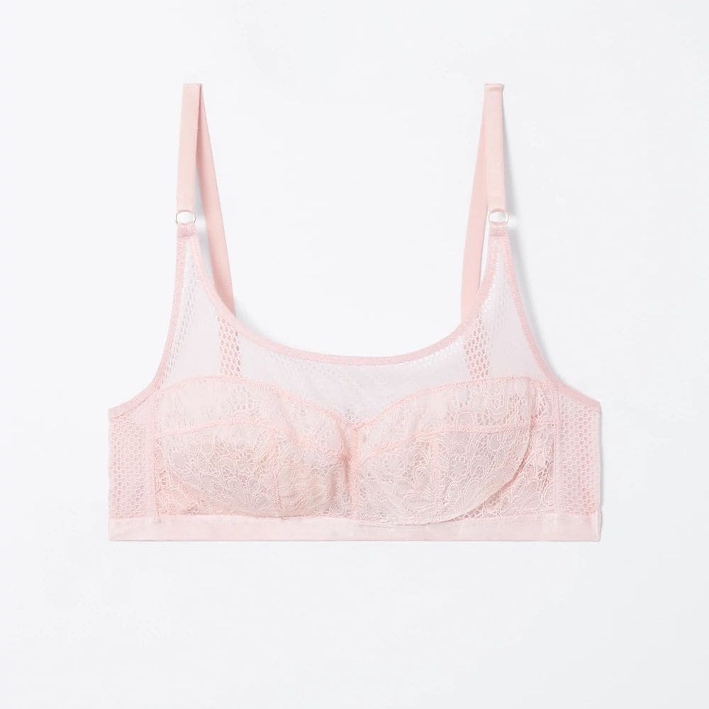 NWT! Soma light pink lace mixed media bralette XL - Picture 2 of 6
